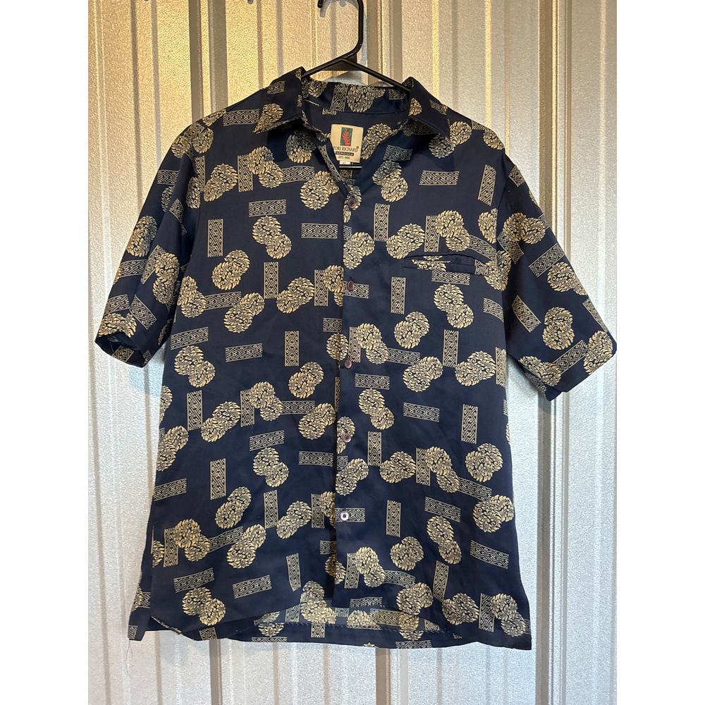 Tori Richard Black Short Sleeve Button Front Shirt Hawaiian Aloha Mens‎ Small